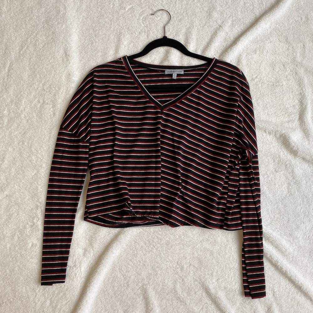 Stripped Cropped Long Sleeve T-Shirt